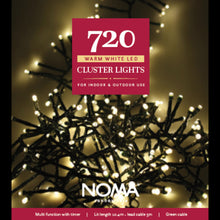 Load image into Gallery viewer, Noma 720 Cluster Lights Warm White Green Cable
