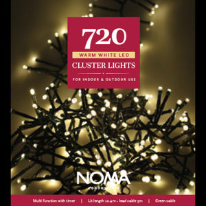 Noma 720 Cluster Lights Warm White Green Cable