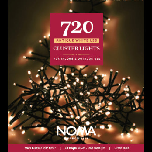 Noma 720 Antique White Christmas Cluster Lights