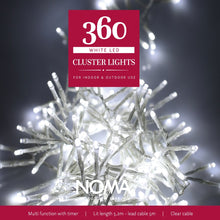 Load image into Gallery viewer, Noma 360 White Christmas Cluster Lights Clear Cable
