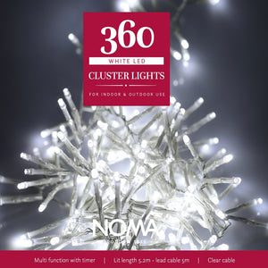 Noma 360 White Christmas Cluster Lights Clear Cable