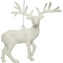 Load image into Gallery viewer, White Glitter Stag Christmas Hanging Decoration
