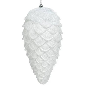 White Glitter Pinecone Tree Decoration