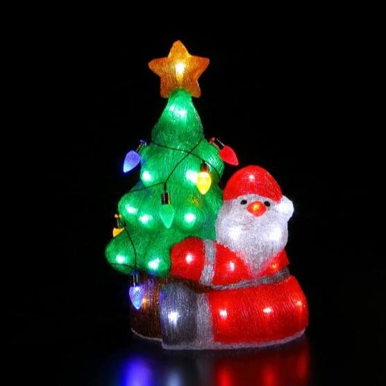 Acrylic Santa with Christmas Tree With Lights