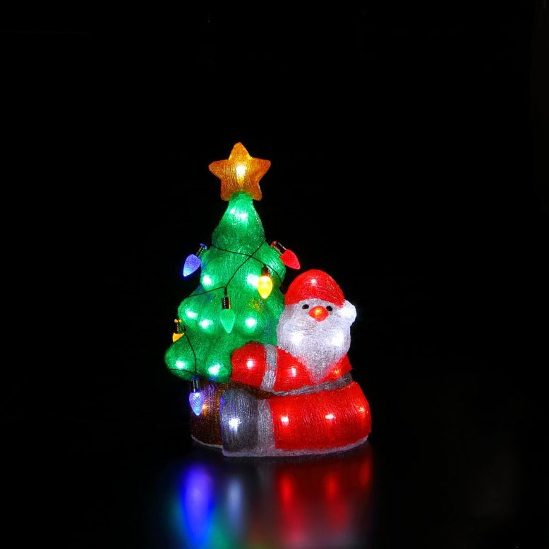 Acrylic Santa with Christmas Tree With Lights