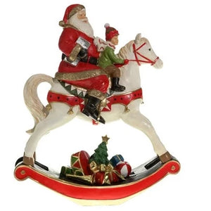 Santa and Child on Rocking Horse Christmas Decoration
