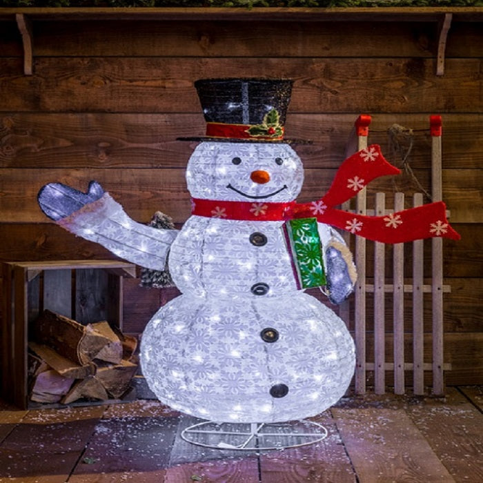 Noma Pop Up Snowman with Scarf 120cm with White LED Lights