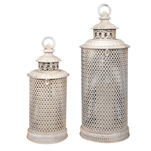 Set of 2 Pavia Rustic White Lanterns