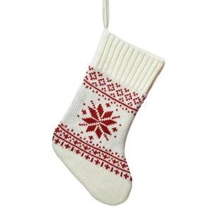 White and Red Snowflake Stocking