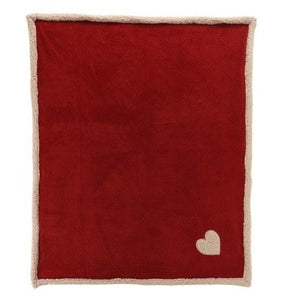 Red Throw with Heart Embroidery
