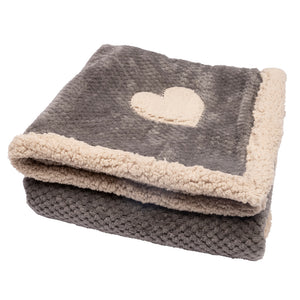 Grey Throw with Heart Embroidery