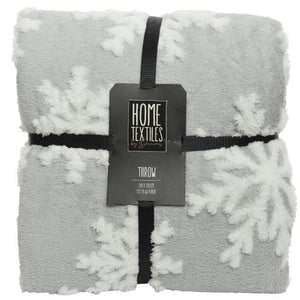 Grey Snowflake Christmas Throw