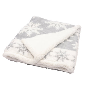 Grey Snowflake Christmas Throw
