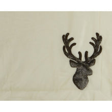 Load image into Gallery viewer, Faux Fur Stag Head Cream Christmas Throw
