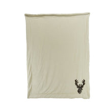 Load image into Gallery viewer, Faux Fur Stag Head Cream Christmas Throw
