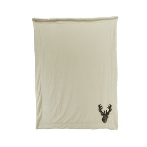 Faux Fur Stag Head Cream Christmas Throw