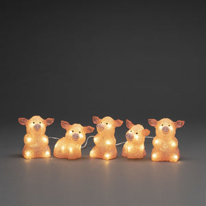 Konstsmide 5 Piece Acrylic Pink Pigs Light Set
