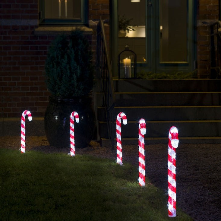 Konstsmide 5 Piece Acrylic Christmas Candy Cane LED Light Set