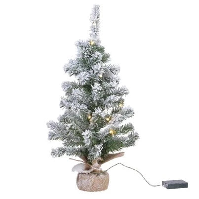 Snowy Imperial Pre-Lit Mini Christmas Tree in Hessian Bag 75cm