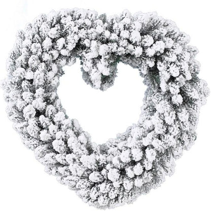 Snowy Imperial Heart Shaped Christmas Wreath 50cm