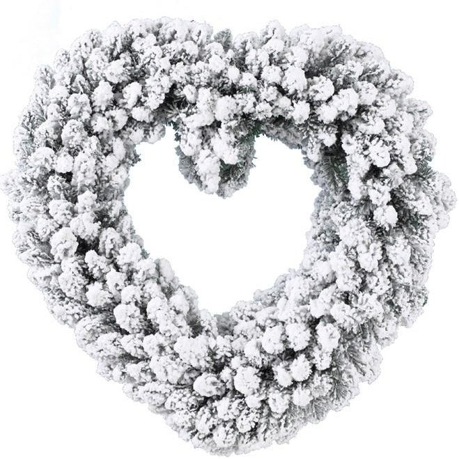 Snowy Imperial Heart Shaped Wreath 50cm