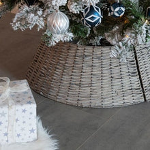 Load image into Gallery viewer, Grey Willow Wicker Collapsible Tree Skirt 57cm
