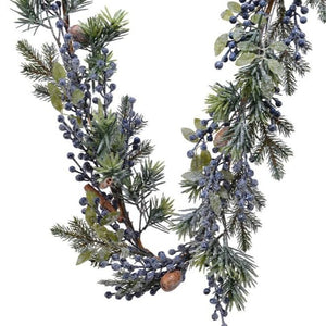 Christmas Frosted Blue Berries Garland 1.8m