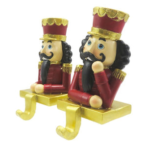 Red Nutcracker Stocking Hangers set of 2