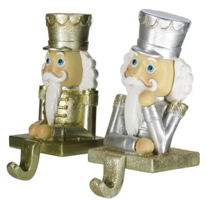 Gold and Silver Set of 2 Nutcracker Stocking Hangers