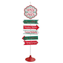 Load image into Gallery viewer, Christmas Retro North Pole Directions Sign
