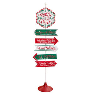 Christmas Retro North Pole Directions Sign