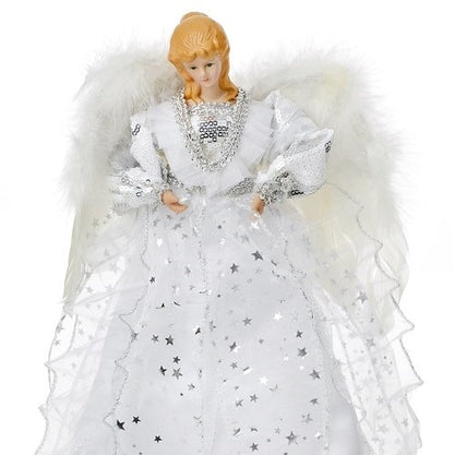 Silver and White Angel Christmas Tree Topper 30cm