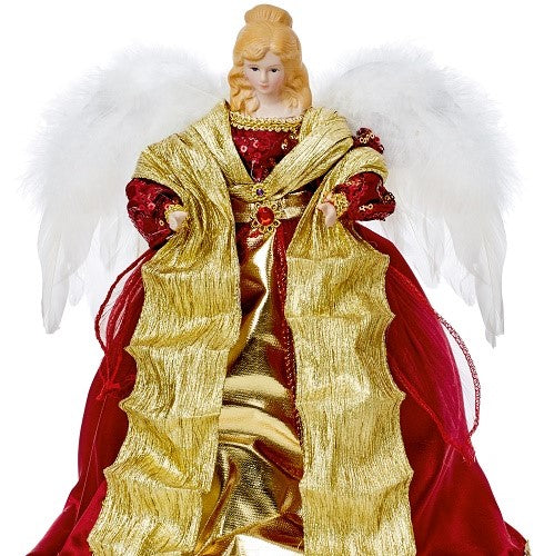 Burgundy and Gold Angel Christmas Tree Topper 30cm