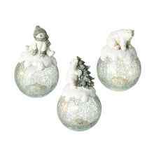 Load image into Gallery viewer, Christmas Snowman and Polar Bears on Lit Crackle Globes

