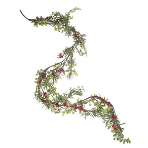 Winter Foliage and Red Berry Festive Garland