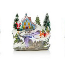 Load image into Gallery viewer, Christmas Village with Rotating Characters 19cm Battery Operated
