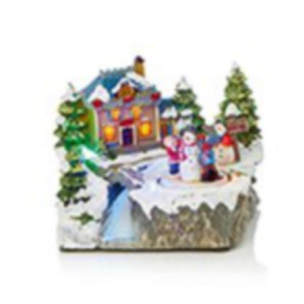 Christmas Village with Rotating Characters 19cm Battery Operated