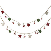 Load image into Gallery viewer, Red, White and Green Heart and Star Garland
