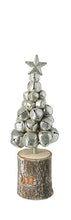 Load image into Gallery viewer, Silver Christmas Bells Tree on Wooden Log
