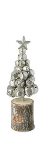 Silver Christmas Bells Tree on Wooden Log