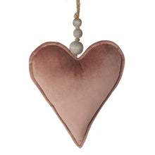 Load image into Gallery viewer, Pink Fabric Hanging Heart Christmas Decoration
