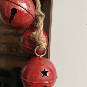 Christmas Hanging Jute Rope with Six Red Metal Bells