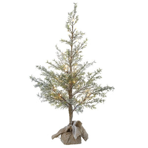 Christmas Light up Frosted Fir Tree in Hessian Bag