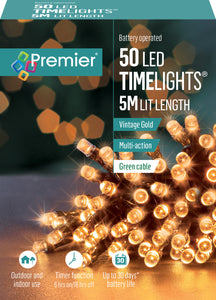Premier TimeLights 50 Vintage Gold LED Battery Operated String Lights