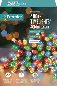 Premier TimeLights 400 Multi Coloured LED Battery Operated String Lights