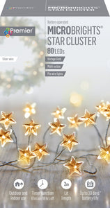 Premier 80 Microbrights Vintage Gold Star Christmas Cluster Lights