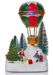 Christmas Animated Musical Hot Air Balloon Winter Scene