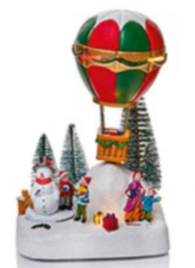 Christmas Animated Musical Hot Air Balloon Winter Scene