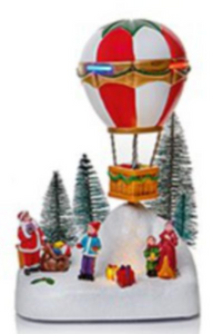 Christmas Animated Musical Hot Air Balloon Winter Scene