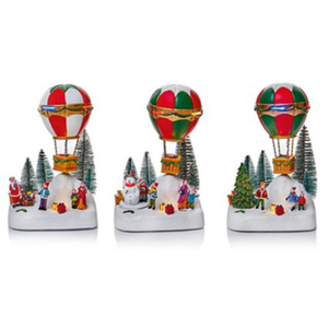 Christmas Animated Musical Hot Air Balloon Winter Scene